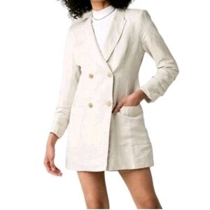 NEW ASTR Beige Linen Blend Mini Dress Blazer Double Breasted Preppy Old Money